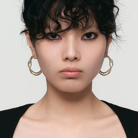 Snake Loop Double Layer Earrings (Two-Tone)