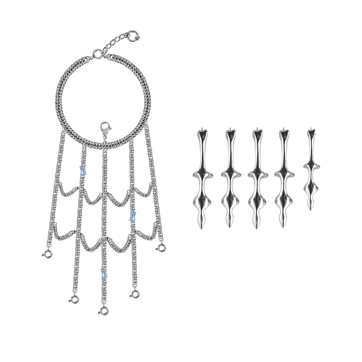 The X-Files Bone Shape Chain Combination Palm Decorative Body Jewellery