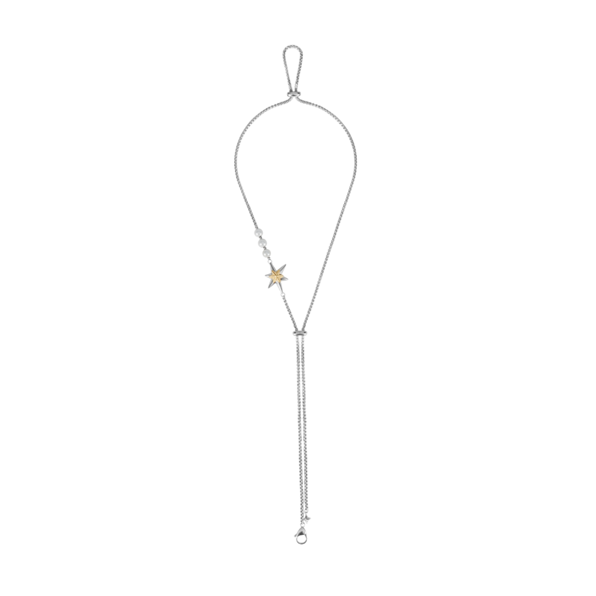 Star of Bethlehem Gold And Silver Color-Blocked Adjustable Christmas Star Necklace