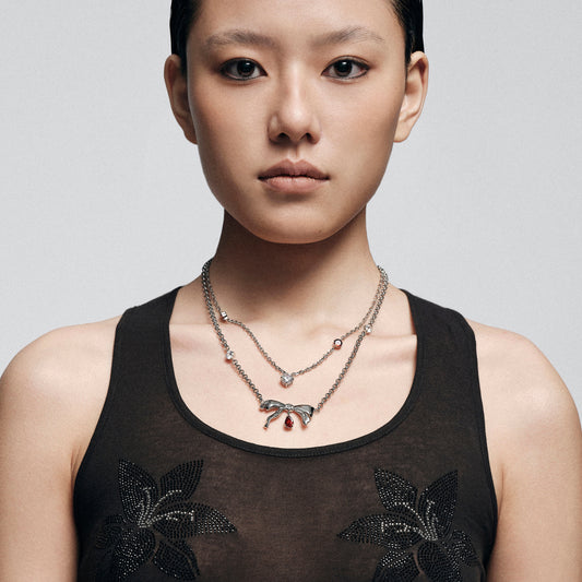 Bad Pomegranate Seed Bow Necklace