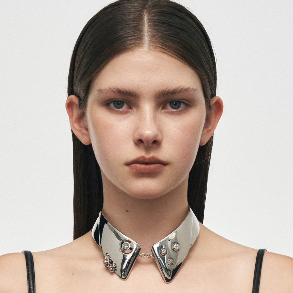 Devil Bow Tie Piercing Metal Choker - Main Image