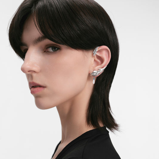 S925 Booby Bird Wing Wrapped Ear Cuff