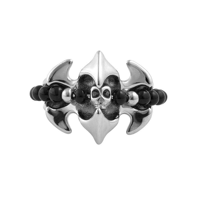 Fishbone & Black Onyx Stacking Ring