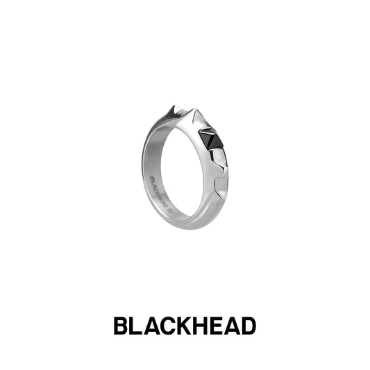 黑色手套铆钉倒置锆石装饰戒指