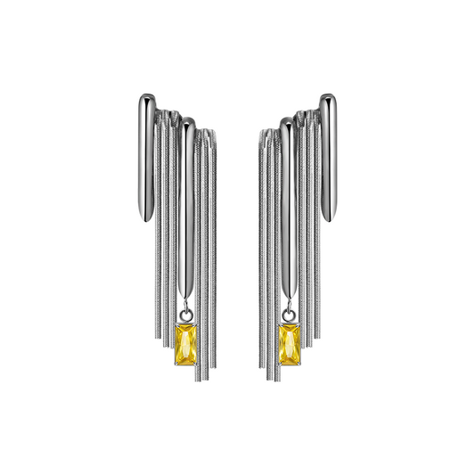 Bone Record Pattern Tassel Earrings