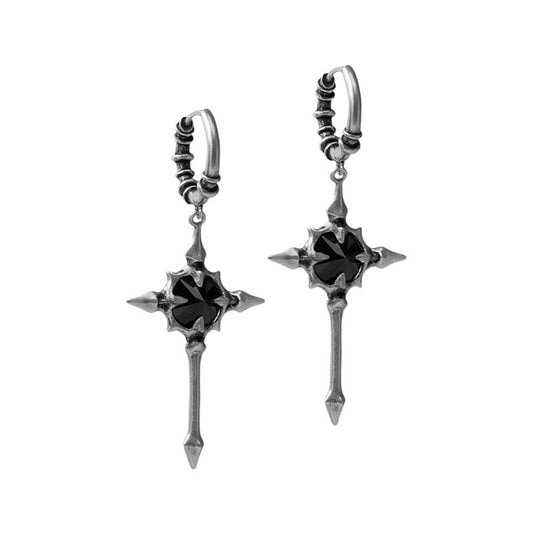 S925 Sterling Silver Cross Star Drop Earrings