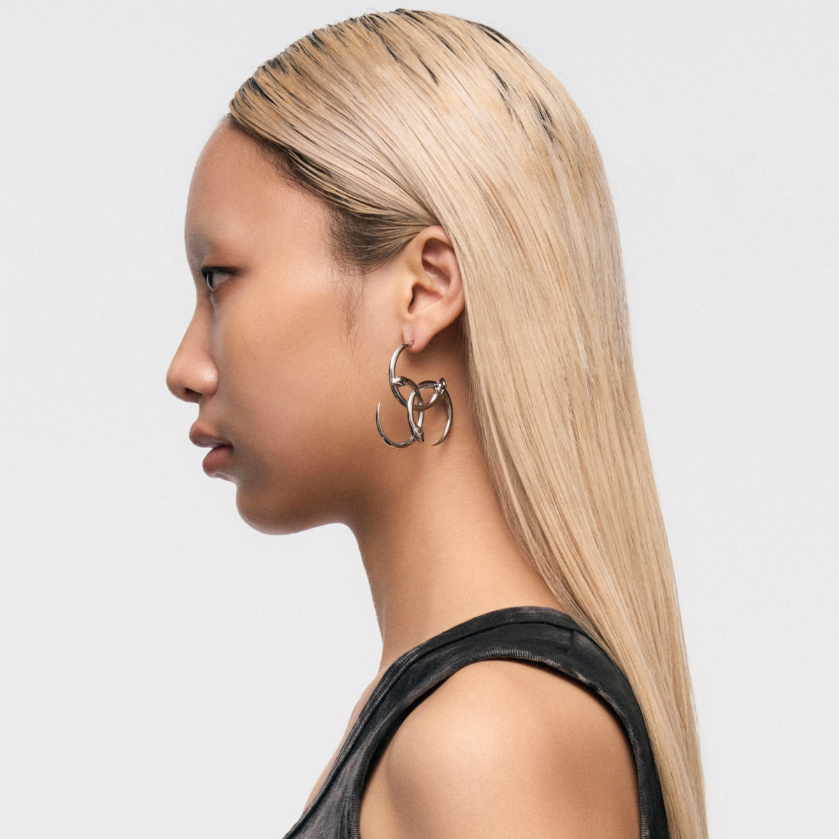 Triple Serpent Ring Wrap Large Hoop Earrings