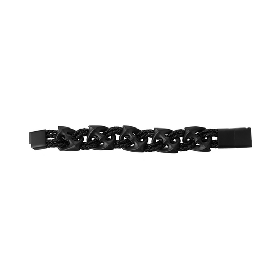 Black Starburst Woven Wide Bracelet