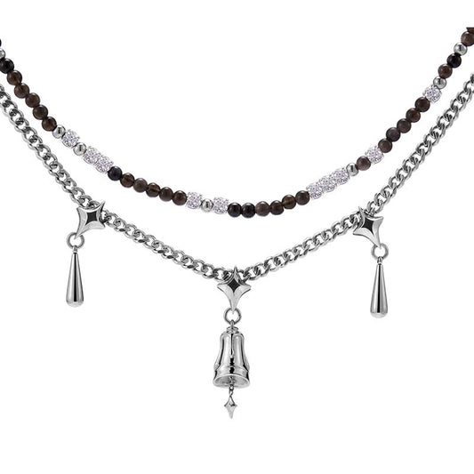 Guardian Bell Double-Layer Pendant Necklace