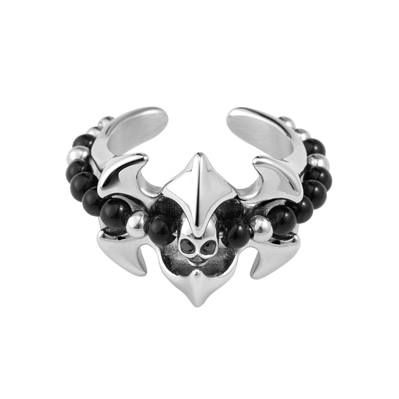 Fishbone & Black Onyx Stacking Ring
