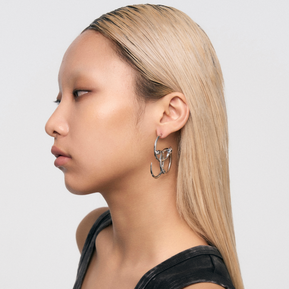 Triple Serpent Ring Wrap Large Hoop Earrings
