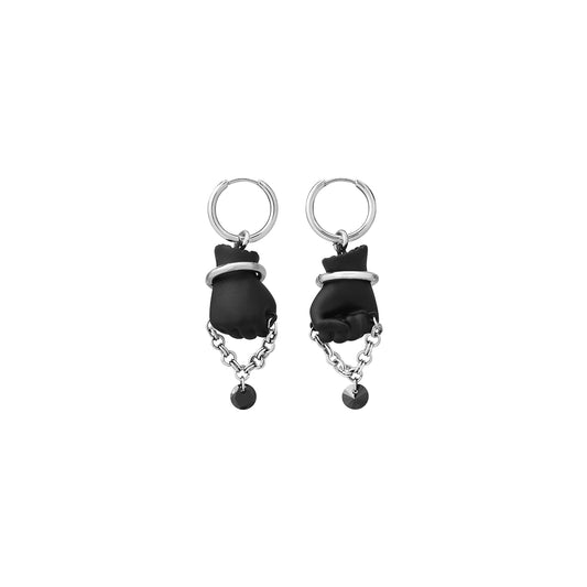 BLACK GLOVES MAGIC FIST DROP EARRINGS
