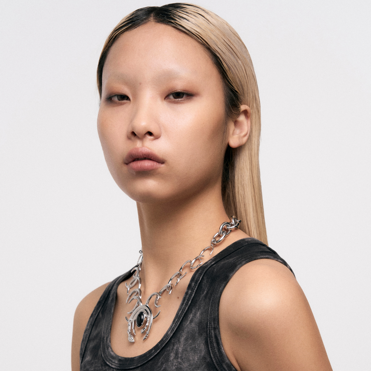 Triple Serpent Ring Black Onyx Necklace