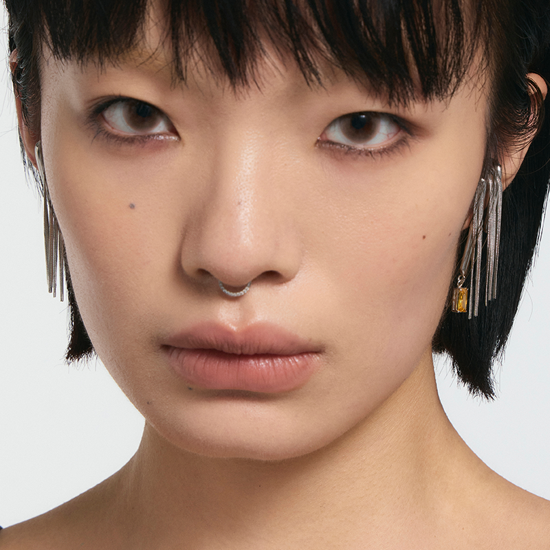 Bone Record Pattern Tassel Earrings