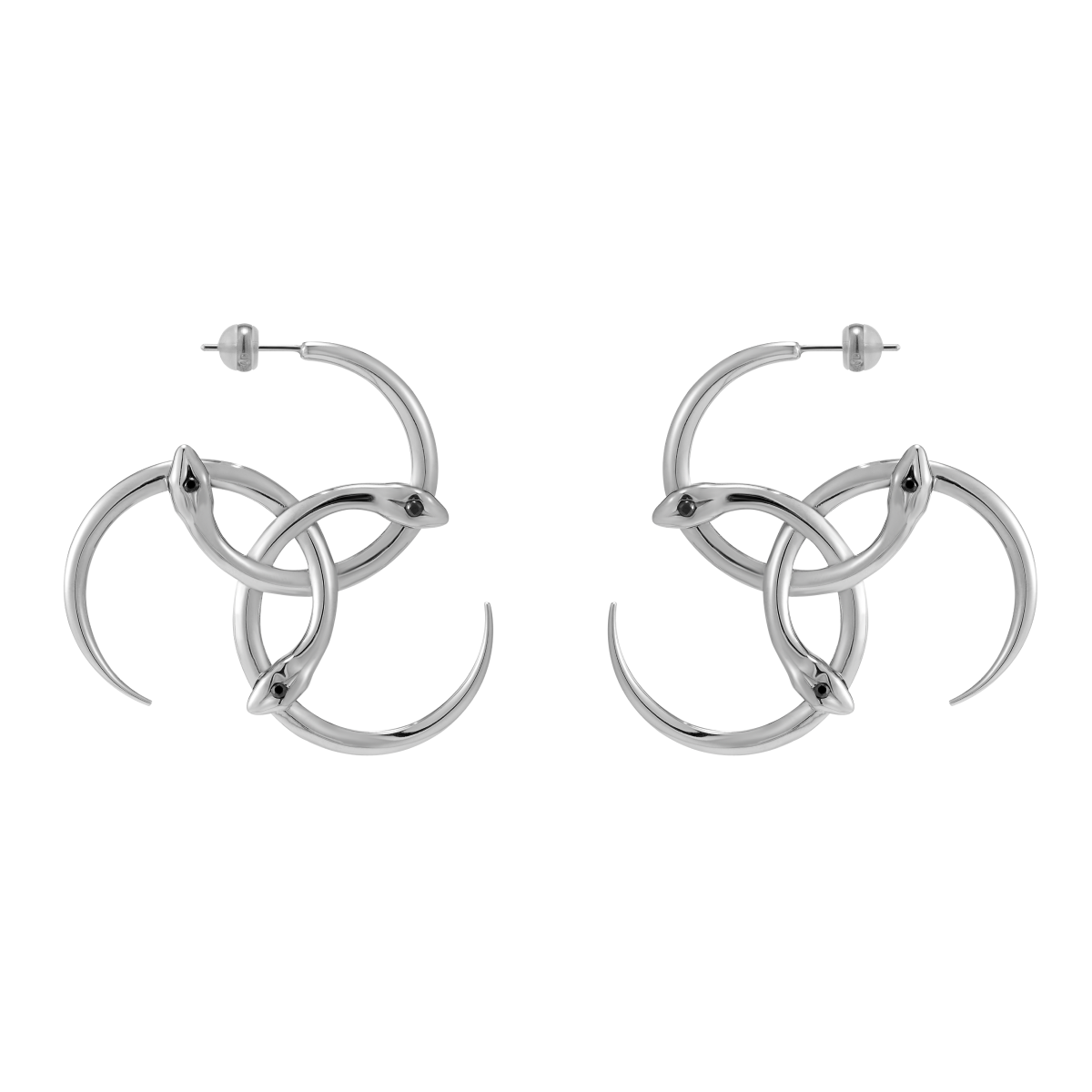 Triple Serpent Ring Wrap Large Hoop Earrings