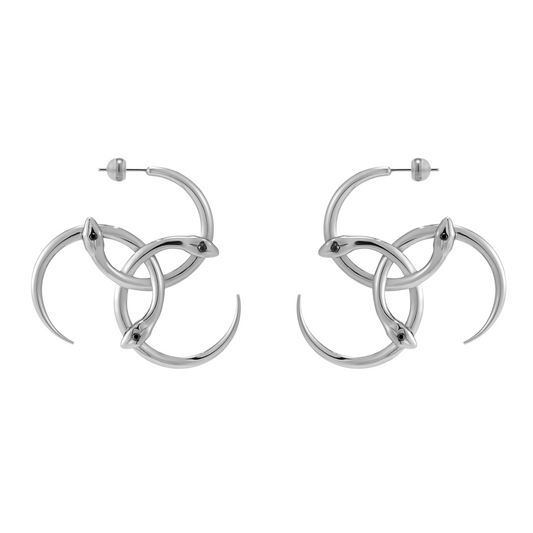 Triple Serpent Ring Wrap Large Hoop Earrings