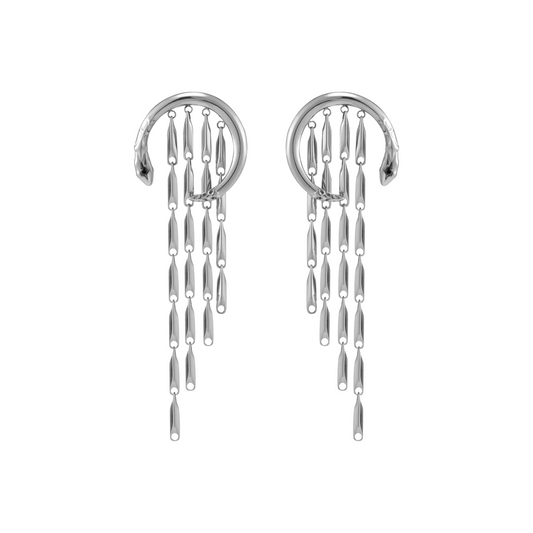 Snake Hoop Tassel Earrings
