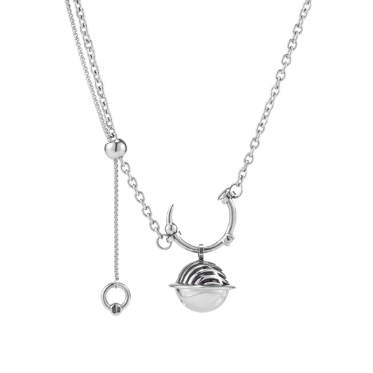 Planet Calling Jingle Bell Amethyst Pull-Adjustable Necklace