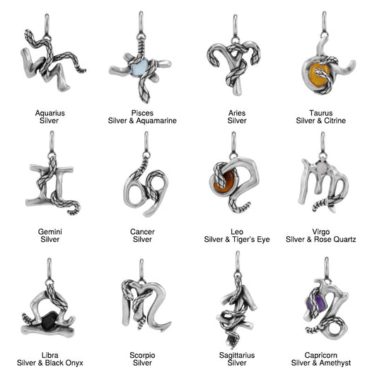 Silver Snake Zodiac Necklace Pendant