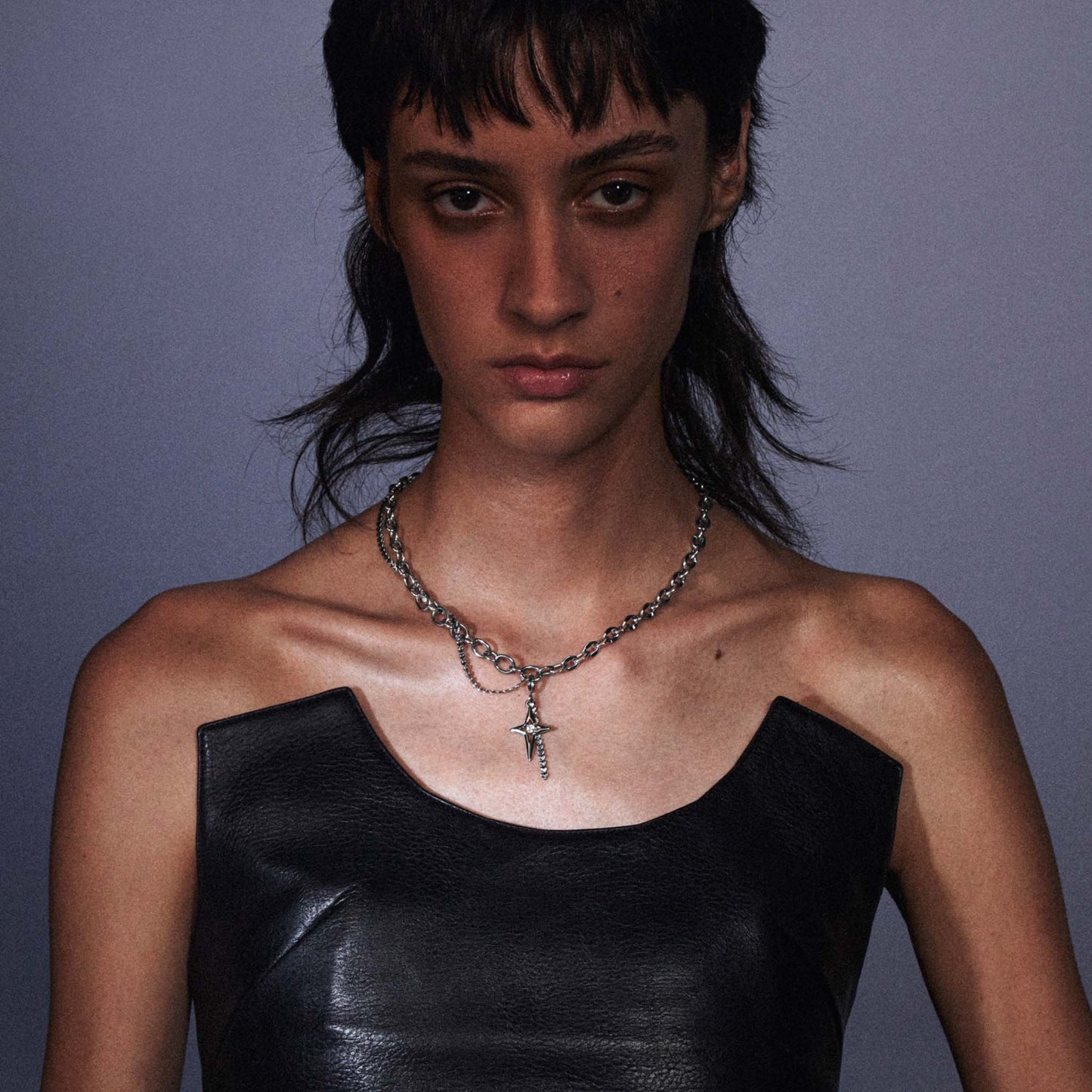 Zircon Starburst Double-Layer Necklace