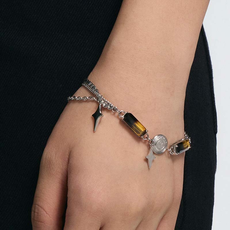 Gradient Tourmaline Bone Record Bracelet