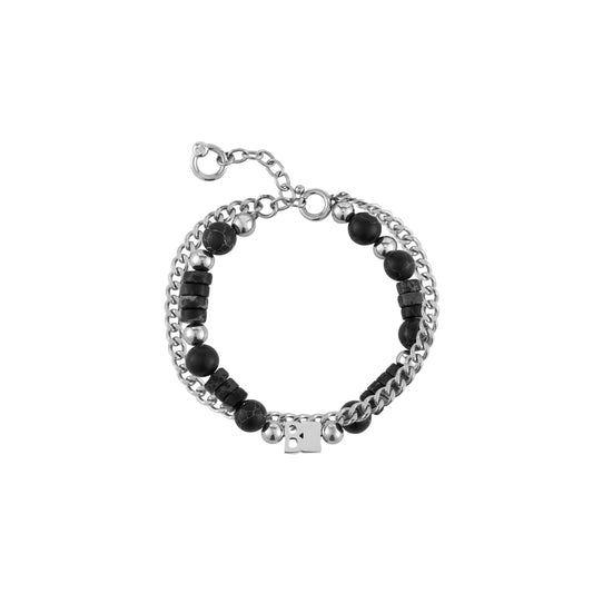 LOGO Tag Beaded Double-layer Bracelet
