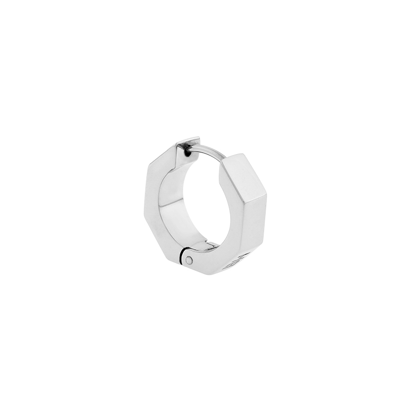 Hardware PlayStation Silver Hex Nut Huggie Hoop(Single Piece)