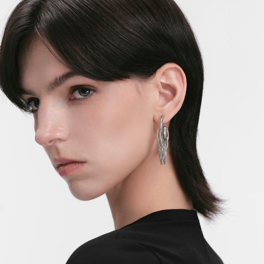 Flowing Light Tassel Hoop Earrings