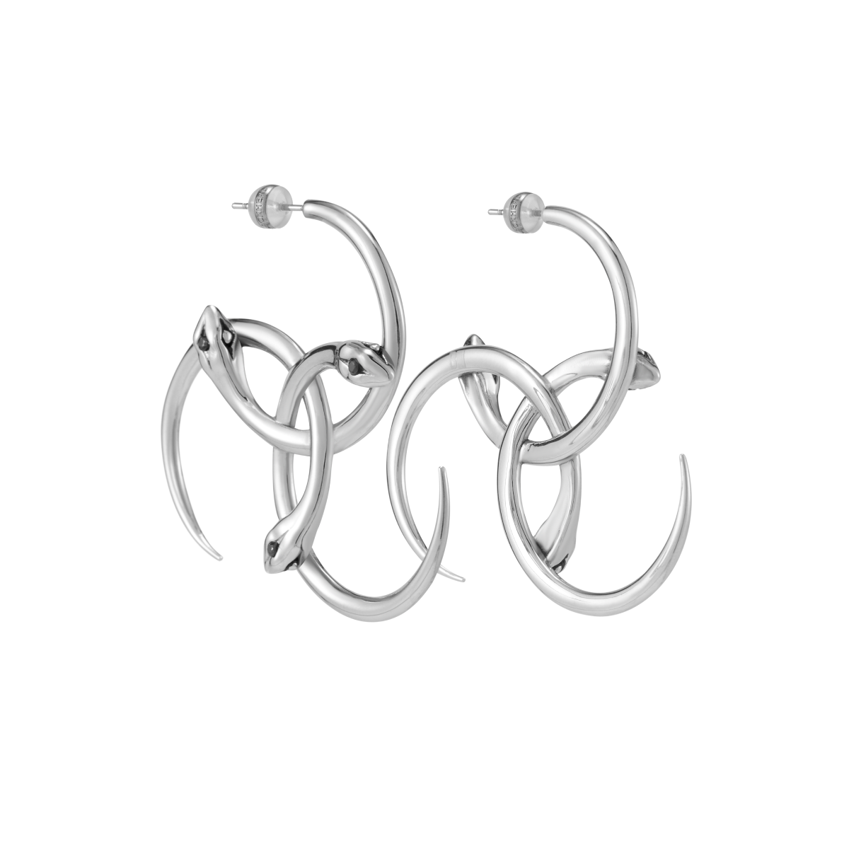 Triple Serpent Ring Wrap Large Hoop Earrings