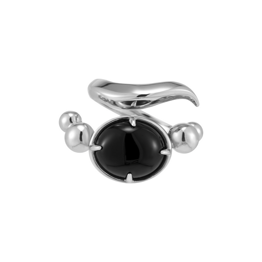 Black Onyx Snake Bone Ring
