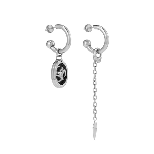 Triple Serpent Ring Asymmetric Earrings