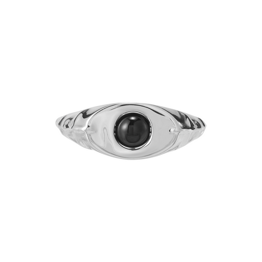 Black Onyx Snake Bone Rotating Ring