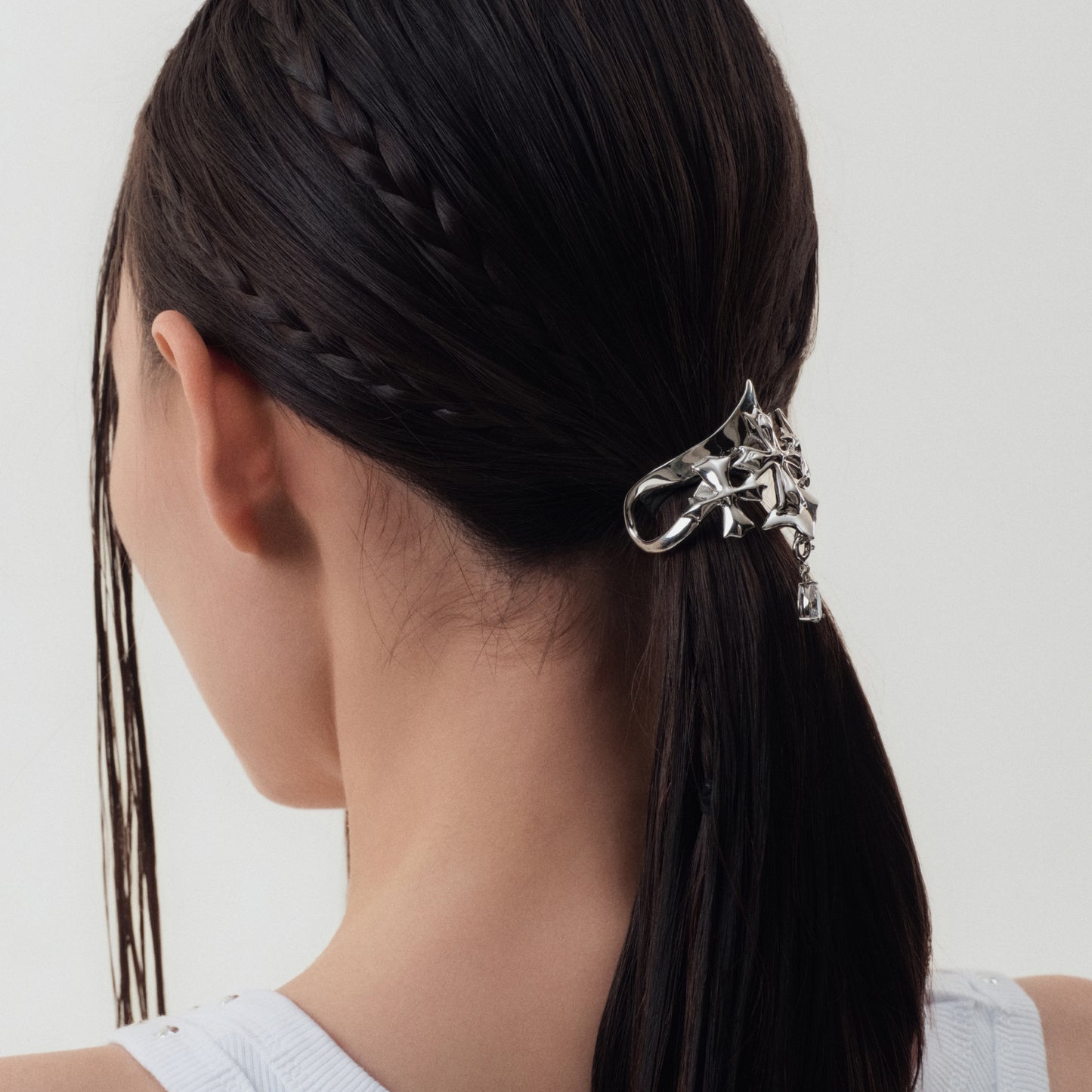 Crossflower Ribbon Ponytail Clip