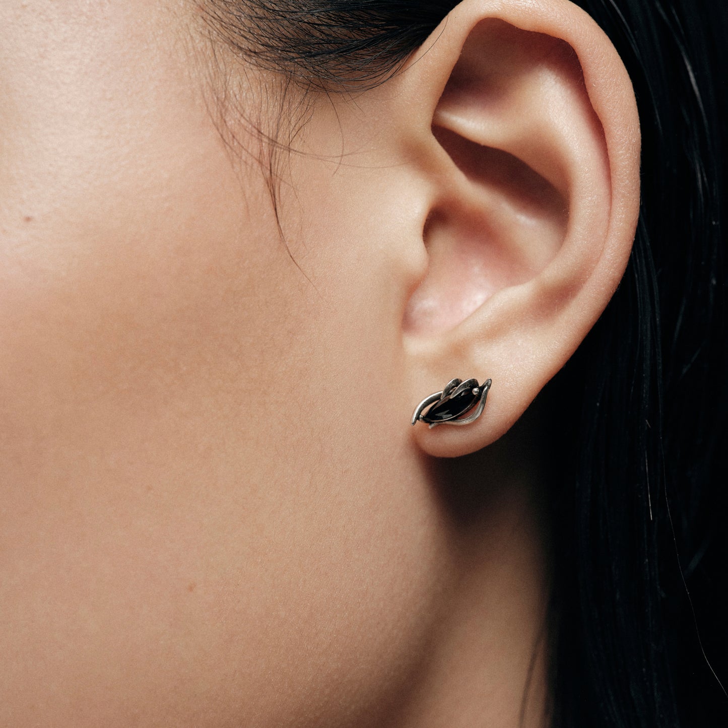 Fox Black Stud Earring