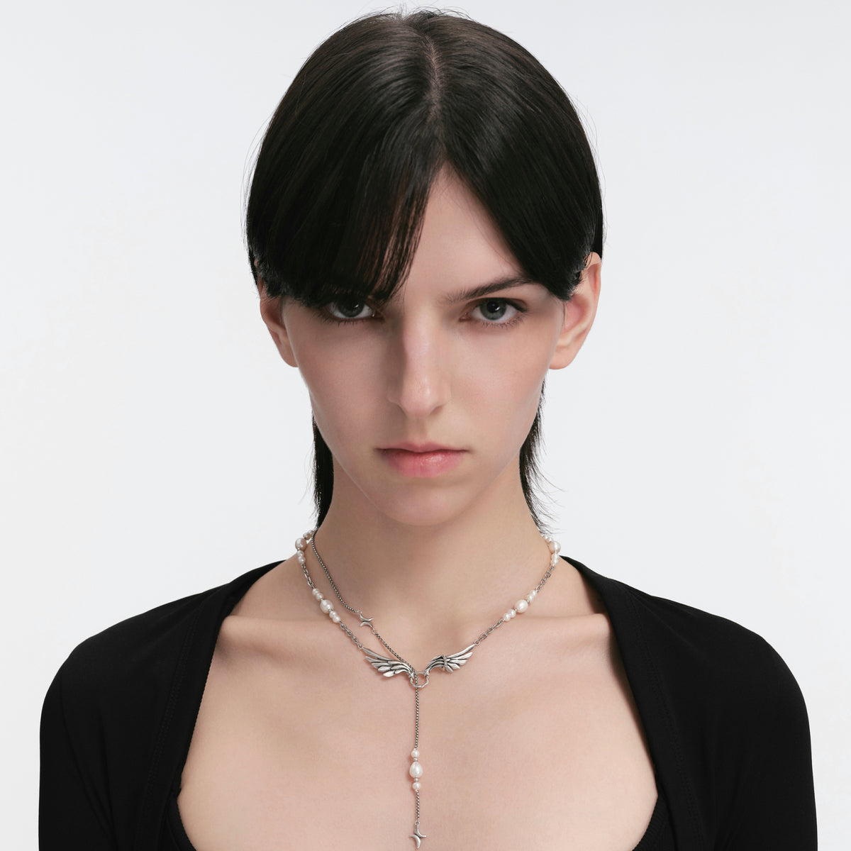 S925 Booby Bird Wing Pearl Necklace
