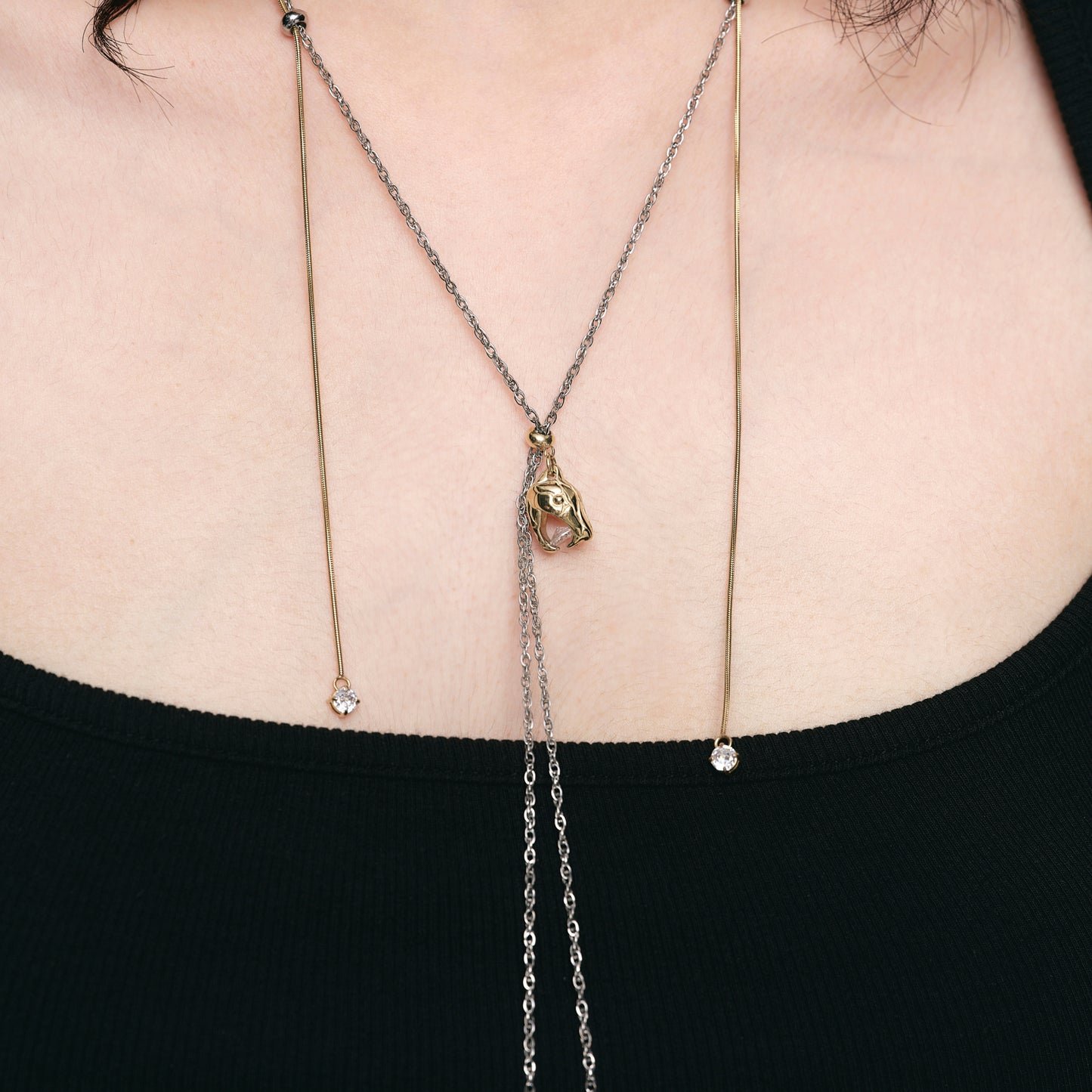 Snake Head Slider Y Necklace