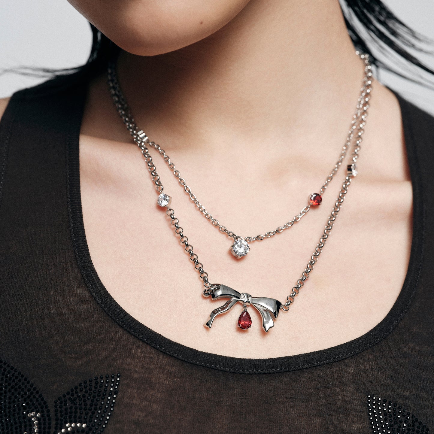 Bad Pomegranate Seed Bow Necklace
