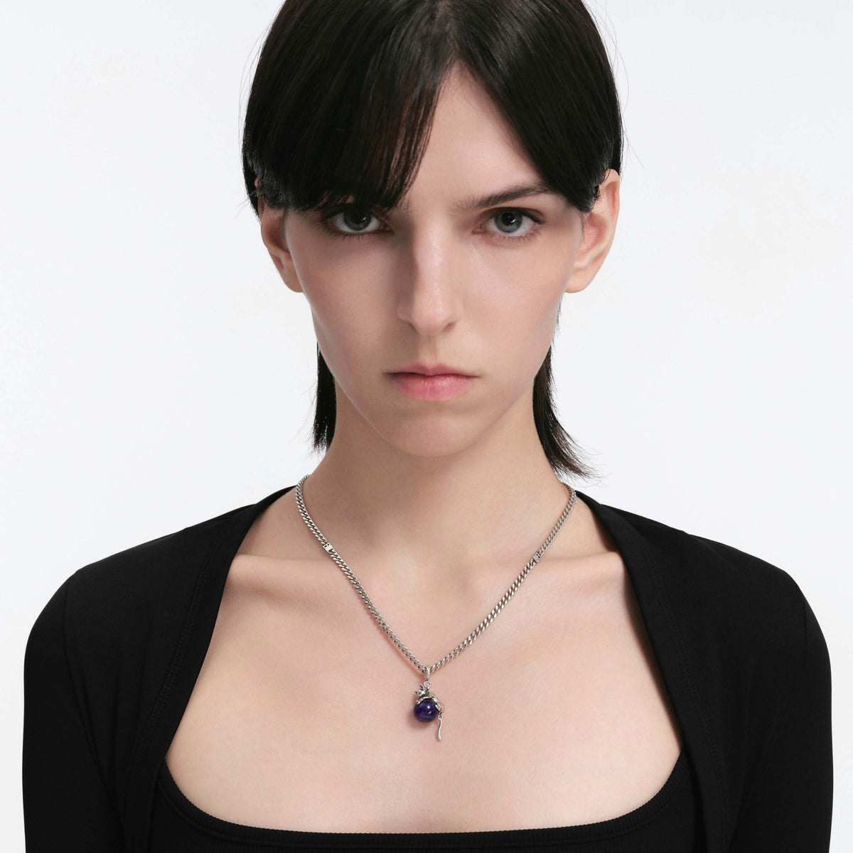 S925 Night Cat Silver Pendant