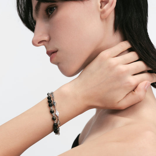 Triple Serpent Prismatic Beaded Bracelet