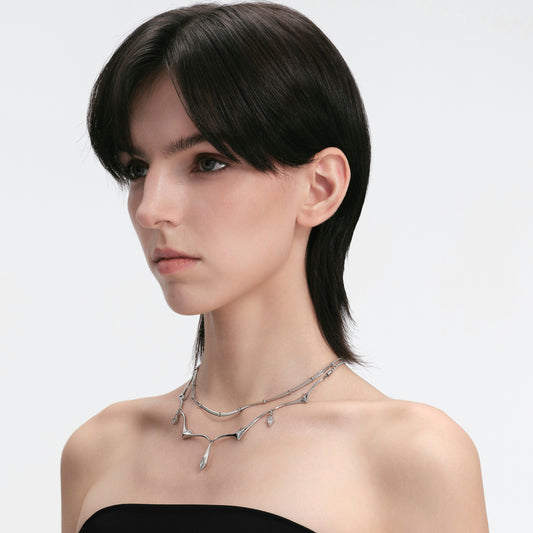 Triple Serpent Prismatic Double-Layer Necklace