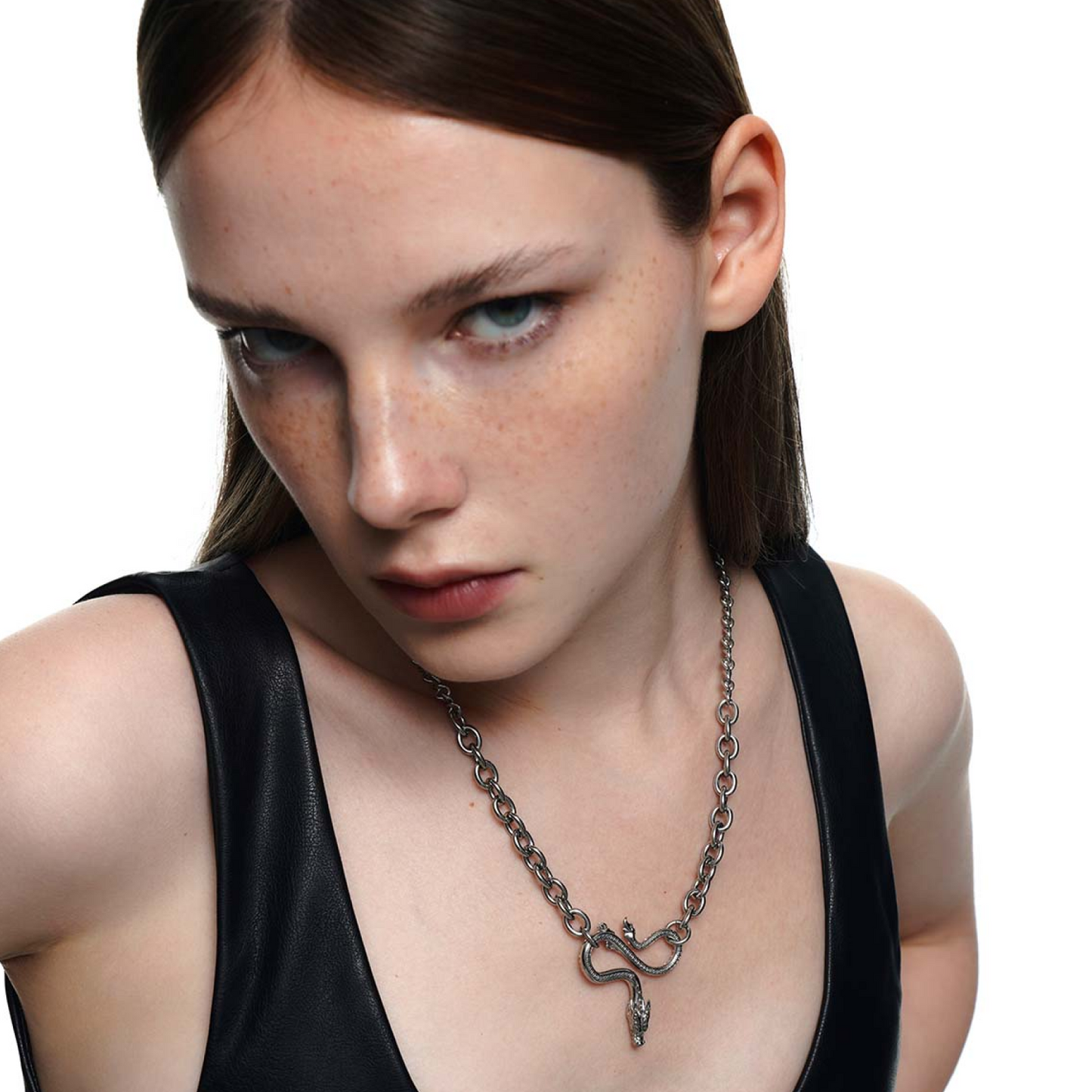 Descending Dragon Pendant Necklace