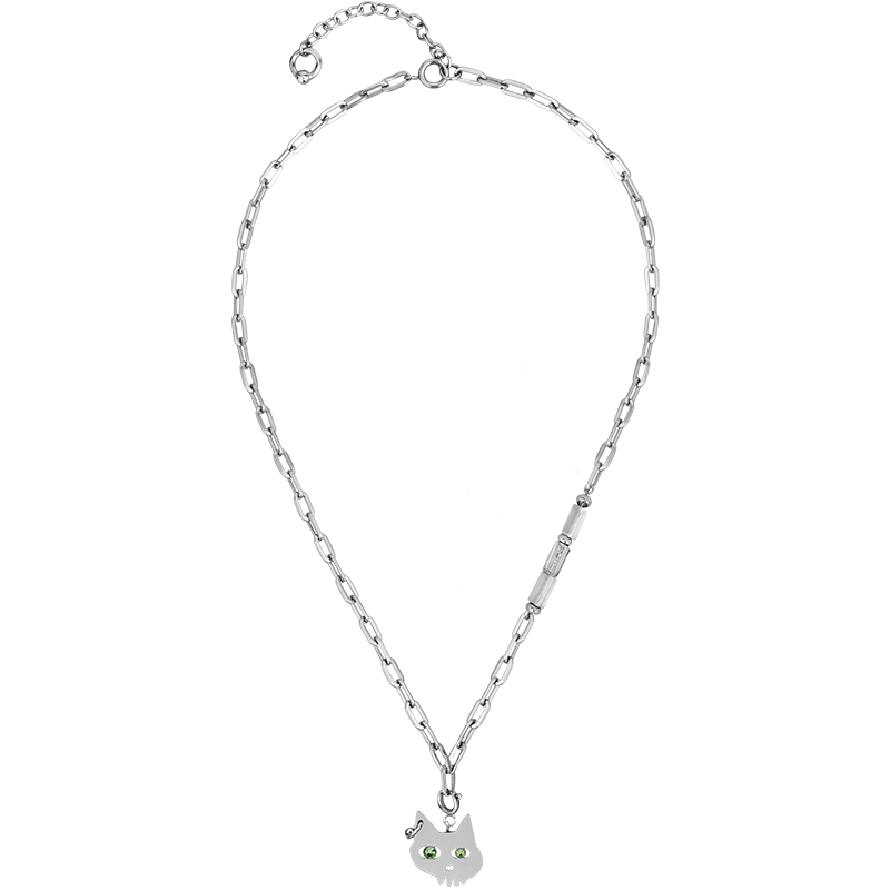 BLACK GLOVES SKULL CAT DETACHABLE PENDANT NECKLACE