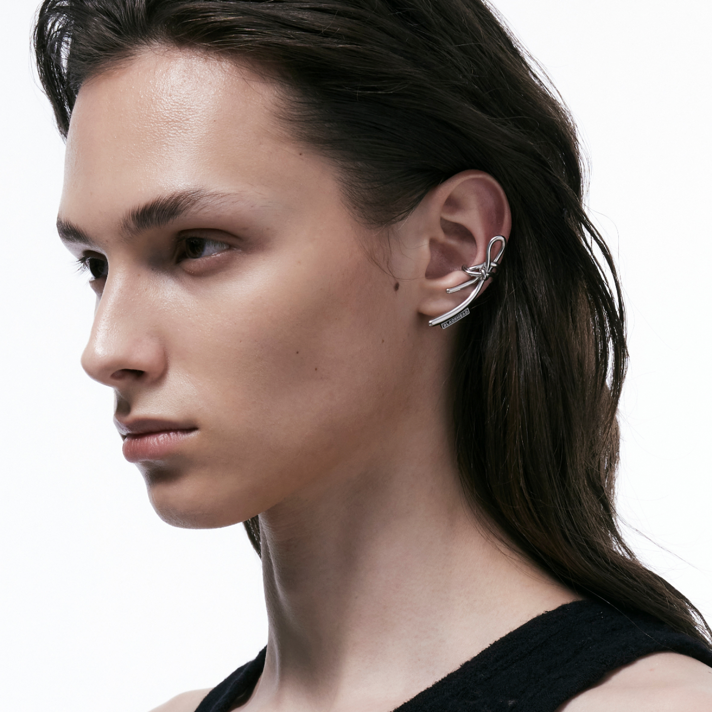 Silicone Tag Decorated Twisted Knot Non-Piercing Ear Clip