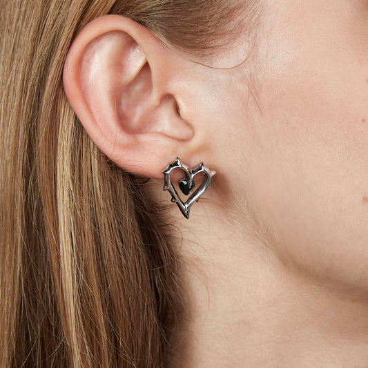 Lover Series Black Zirconia Heart Earrings