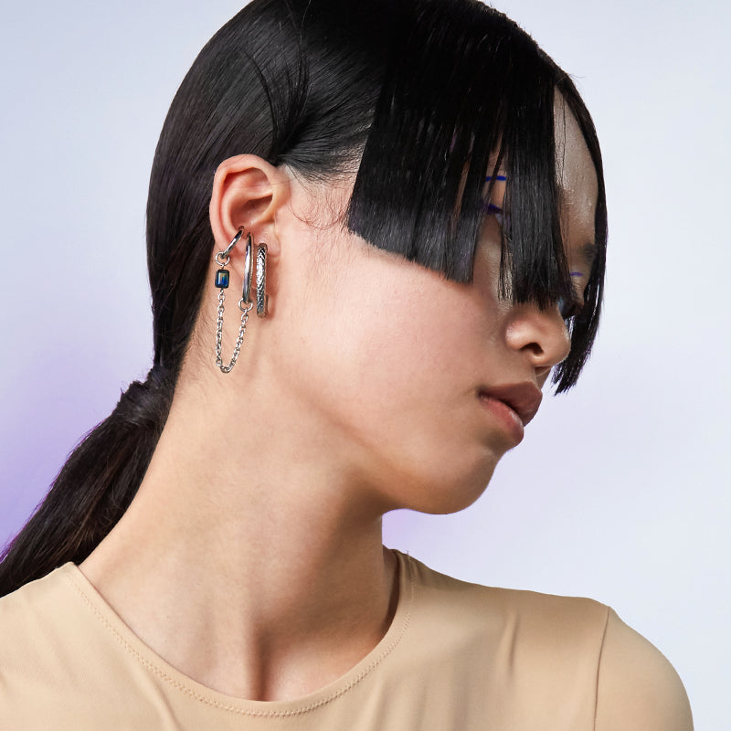 Neon Jungle Snake Pattern Drop Charm Piercing-Free Cuff Earring