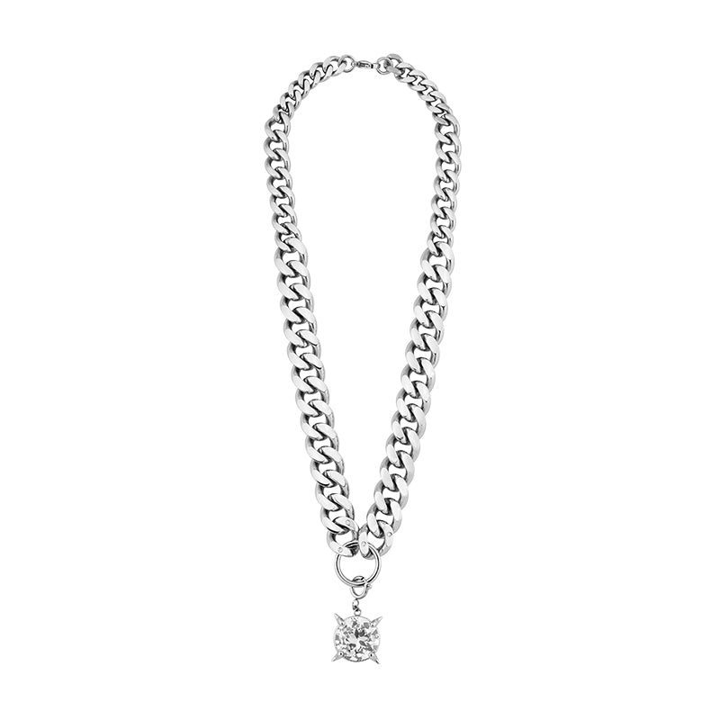 POSE Silver Crystal Chain Necklace