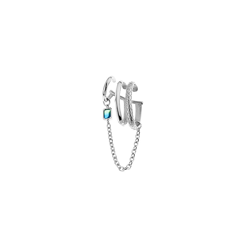 Neon Jungle Snake Pattern Drop Charm Piercing-Free Cuff Earring