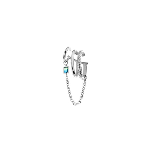 Neon Jungle Snake Pattern Drop Charm Piercing-Free Cuff Earring