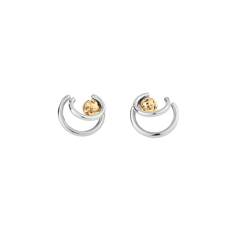 Georgium Sidus Bicolor Planet Path Shape Stud Earrings