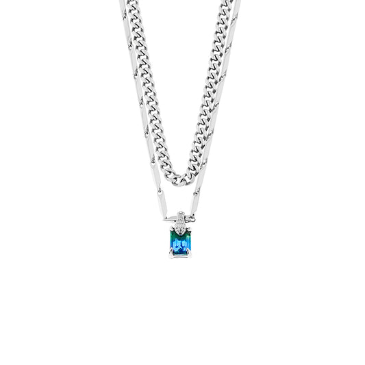 Neon Jungle Tourmaline Charm Double Chain Necklace